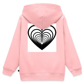 Cœurs Mêlés Blanc - Sweat Premium à capuche zippé enfant bio - rose - Dos - AI Model Kid Female (0cm)