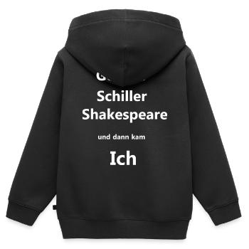goethe schiller shakespeare, stolz, selbstbewusst - Kinder Premium Organic Zip Hoodie - Schwarz - Hinten - AI Model Kid Male (0cm)
