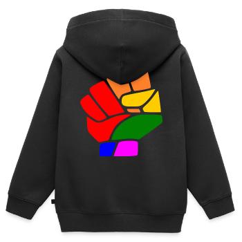 Lgbt - Kinder Premium Organic Zip Hoodie - Schwarz - Hinten - AI Model Kid Male (0cm)