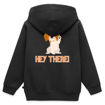 Hey there dog - Kinder Premium Organic Zip Hoodie - Schwarz - Hinten - AI Model Kid Male (0cm)