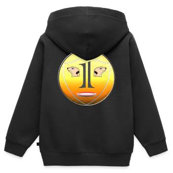 yeux de suricate en tête de pièce - Sweat Premium à capuche zippé enfant bio - noir - Dos - AI Model Kid Male (0cm)