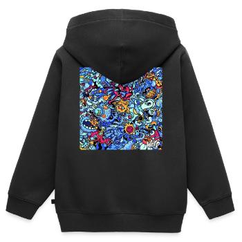 Rag X Lei Melendres - Kinder Premium Organic Zip Hoodie - Schwarz - Hinten - AI Model Kid Male (0cm)
