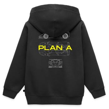 plan voiture sport - Sweat Premium à capuche zippé enfant bio - noir - Dos - AI Model Kid Male (0cm)