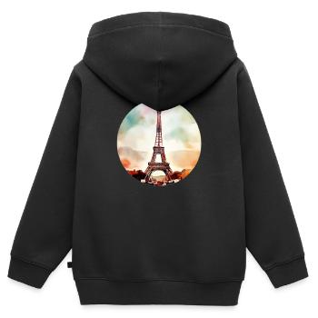Eiffelturm - Kinder Premium Organic Zip Hoodie - Schwarz - Hinten - AI Model Kid Male (0cm)