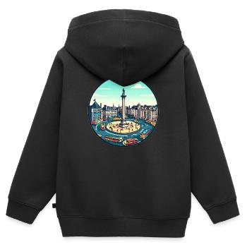 Trafalgar Square - Kids Premium Organic Zip-up Hoodie - black - Back - AI Model Kid Male (0cm)