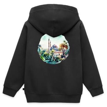 Türkische Architektur - Kinder Premium Organic Zip Hoodie - Schwarz - Hinten - AI Model Kid Male (0cm)