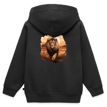 Der Löwe, der König der Tiere - Kinder Premium Organic Zip Hoodie - Schwarz - Hinten - AI Model Kid Male (0cm)
