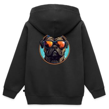 Pug dog - Kids Premium Organic Zip-up Hoodie - black - Back - AI Model Kid Male (0cm)