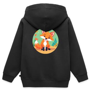 Fuchs im Herbstwald - Kinder Premium Organic Zip Hoodie - Schwarz - Hinten - AI Model Kid Male (0cm)