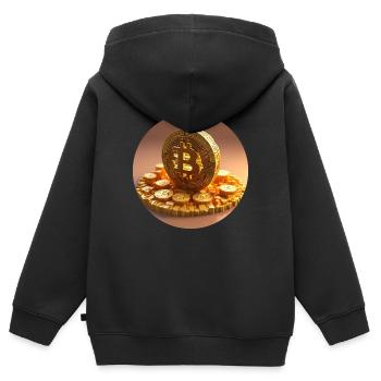 Bitcoin Wealth - Kids Premium Organic Zip-up Hoodie - black - Back - AI Model Kid Male (0cm)