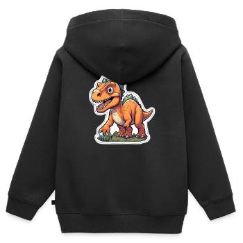 Verspielter Tyrannosaurus Rex - Kinder Premium Organic Zip Hoodie - Schwarz - Hinten - AI Model Kid Male (0cm)