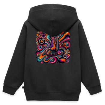 Psychedelische Retro-Fusion - Kinder Premium Organic Zip Hoodie - Schwarz - Hinten - AI Model Kid Male (0cm)