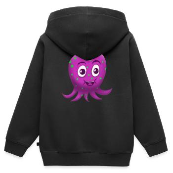 Fröhlicher Tintenfisch - Kinder Premium Organic Zip Hoodie - Schwarz - Hinten - AI Model Kid Male (0cm)