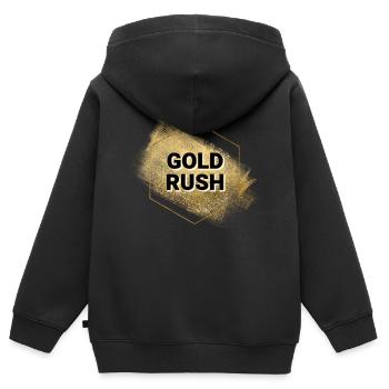 Goldrausch-Logo - Kinder Premium Organic Zip Hoodie - Schwarz - Hinten - AI Model Kid Male (0cm)