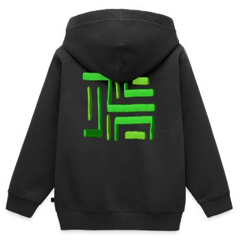 Grünes Farblabyrinth - Kinder Premium Organic Zip Hoodie - Schwarz - Hinten - AI Model Kid Male (0cm)