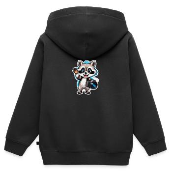 Raccoon Explorer - Kids Premium Organic Zip-up Hoodie - black - Back - AI Model Kid Male (0cm)