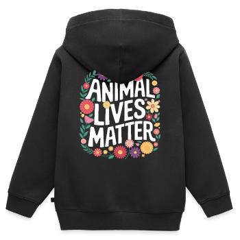 Vegetarian Vegan Veggie Vegetarian - Kids Premium Organic Zip-up Hoodie - black - Back - AI Model Kid Male (0cm)