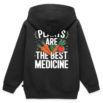 Vegetarian Vegan Veggie Vegetarian - Kids Premium Organic Zip-up Hoodie - black - Back - AI Model Kid Male (0cm)