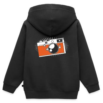 Fotograf - Kinder Premium Organic Zip Hoodie - Schwarz - Hinten - AI Model Kid Male (0cm)