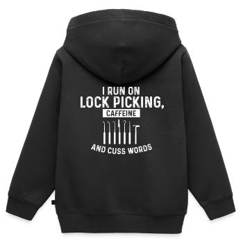Lock picking Kaffee und Schimpfwörter Design - Kinder Premium Organic Zip Hoodie - Schwarz - Hinten - AI Model Kid Male (0cm)