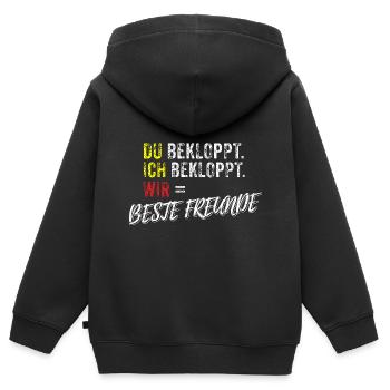 Bekloppte beste Freunde - Kinder Premium Organic Zip Hoodie - Schwarz - Hinten - AI Model Kid Male (0cm)