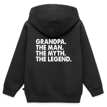 Super Opa. Der Mann. Der Mythos.The Legend.Birthday - Kinder Premium Organic Zip Hoodie - Schwarz - Hinten - AI Model Kid Male (0cm)
