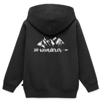 Wanderer - Wandern - Kinder Premium Organic Zip Hoodie - Schwarz - Hinten - AI Model Kid Male (0cm)