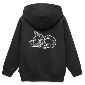 Mignon chaton endormi mignon - Sweat Premium à capuche zippé enfant bio - noir - Dos - AI Model Kid Male (0cm)