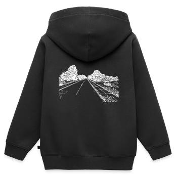 Einsame romantische Straße ins Nirgendwo - Kinder Premium Organic Zip Hoodie - Schwarz - Hinten - AI Model Kid Male (0cm)