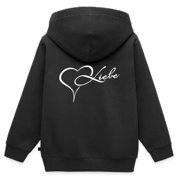Herz mit Liebe Gefühl - Kinder Premium Organic Zip Hoodie - Schwarz - Hinten - AI Model Kid Male (0cm)