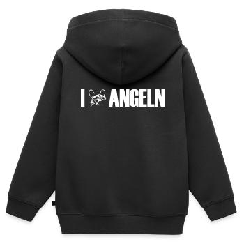 Angeln - Kinder Premium Organic Zip Hoodie - Schwarz - Hinten - AI Model Kid Male (0cm)