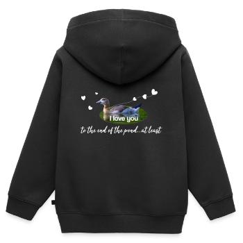 je t’aime je t’aime - Sweat Premium à capuche zippé enfant bio - noir - Dos - AI Model Kid Male (0cm)