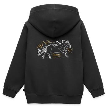 Cheval - Sweat Premium à capuche zippé enfant bio - noir - Dos - AI Model Kid Male (0cm)