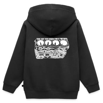 Ventilateur de cylindrée du bloc moteur - Sweat Premium à capuche zippé enfant bio - noir - Dos - AI Model Kid Male (0cm)