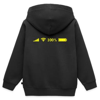 Batterie-Symbol - Kinder Premium Organic Zip Hoodie - Schwarz - Hinten - AI Model Kid Male (0cm)