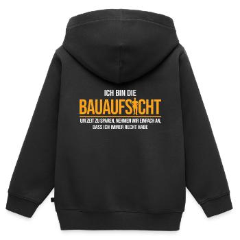Bauherr Hausbau Baustelle - Kinder Premium Organic Zip Hoodie - Schwarz - Hinten - AI Model Kid Male (0cm)