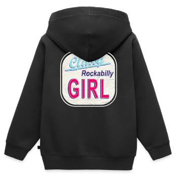 Classy Rockabilly Fille Logo Vintage - Sweat Premium à capuche zippé enfant bio - noir - Dos - AI Model Kid Male (0cm)