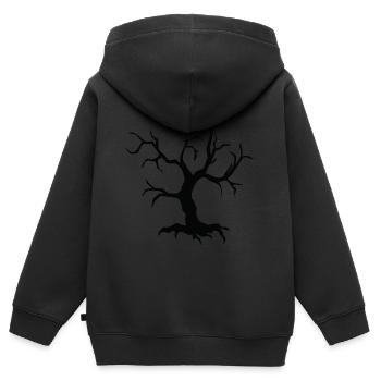 Arbre d’Halloween - Sweat Premium à capuche zippé enfant bio - noir - Dos - AI Model Kid Male (0cm)