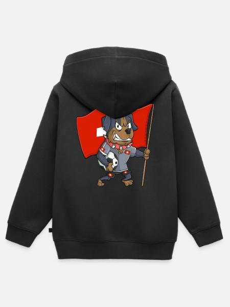 Schweizer Fan Hund - Kinder Premium Organic Zip Hoodie - Schwarz