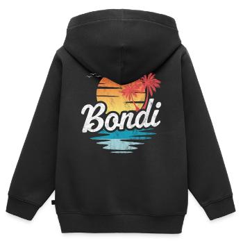 Bondi | - Kinder Premium Organic Zip Hoodie - Schwarz - Hinten - AI Model Kid Male (0cm)