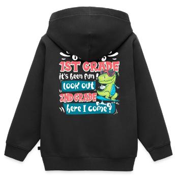 Fin Du CP Primaire CE1 Rentrée Enfant - Sweat Premium à capuche zippé enfant bio - noir - Dos - AI Model Kid Male (0cm)