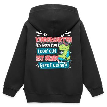 Fin De La Maternelle Rentrée Primaire Enfant - Sweat Premium à capuche zippé enfant bio - noir - Dos - AI Model Kid Male (0cm)