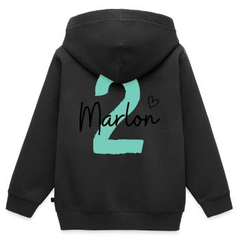 Marlon 2 - Kinder Premium Organic Zip Hoodie - Schwarz - Hinten - AI Model Kid Male (0cm)