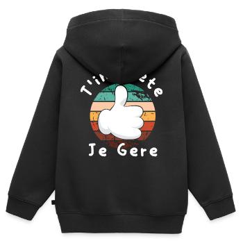 Keine Sorge, ich verwalte Humorous Gift Anniversair - Kinder Premium Organic Zip Hoodie - Schwarz - Hinten - AI Model Kid Male (0cm)