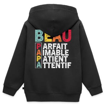Father's Day Step-Dad 2024 Gift - Kids Premium Organic Zip-up Hoodie - black - Back - AI Model Kid Male (0cm)