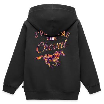 J'peux pas j'ai Cheval - Sweat Premium à capuche zippé enfant bio - noir - Dos - AI Model Kid Male (0cm)