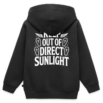 Tenir à l’abri de la lumière directe du soleil ! Vampire Goth Emo - Sweat Premium à capuche zippé enfant bio - noir - Dos - AI Model Kid Male (0cm)