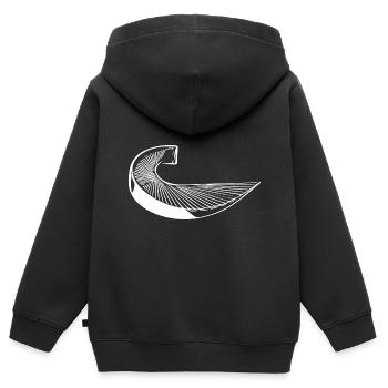 Escalier courbe géométrique - Sweat Premium à capuche zippé enfant bio - noir - Dos - AI Model Kid Male (0cm)