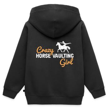 Conception de voûte et conception de chevaux de voûte - Sweat Premium à capuche zippé enfant bio - noir - Dos - AI Model Kid Male (0cm)