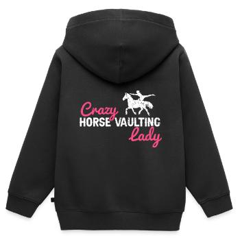 Conception de voûte et conception de chevaux de voûte - Sweat Premium à capuche zippé enfant bio - noir - Dos - AI Model Kid Male (0cm)